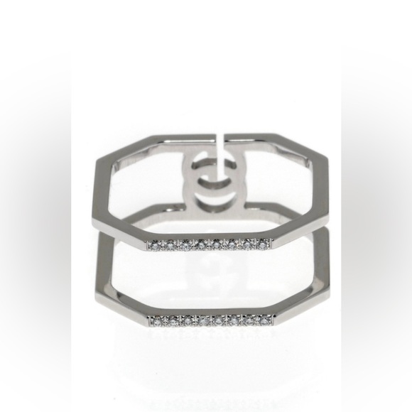 Gucci 18k White Gold Diamonds GG running ring size 24 (10.3/4US) Unisex - Picture 7 of 7